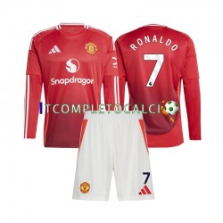 Maglia Manchester United Cristiano Ronaldo 7 Divisa Home 2024-2025 Manica Lunga ,Bambino
