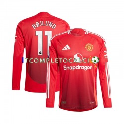 Maglia Manchester United Rasmus Hojlund 11 Divisa Home 2024-2025 Manica Lunga ,Uomo
