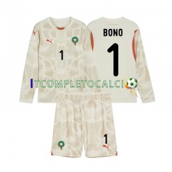 Maglia Marocco Yassine Bounou 1 Portiere Divisa Away 2024 Manica Lunga ,Bambino