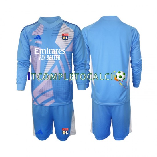 Maglia Olympique Lyonnais Portiere Terza Divisa 2024-2025 Blu Manica Lunga ,Bambino
