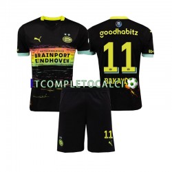 Maglia PSV Eindhoven Johan Bakayoko 11 Divisa Away 2024-2025 Manica Corta ,Bambino