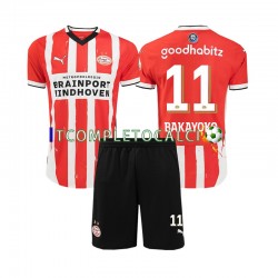 Maglia PSV Eindhoven Johan Bakayoko 11 Divisa Home 2024-2025 Manica Corta ,Bambino