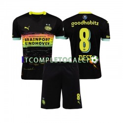 Maglia PSV Eindhoven Sergino Dest 8 Divisa Away 2024-2025 Manica Corta ,Bambino