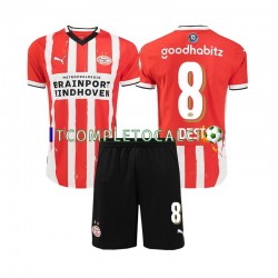 Maglia PSV Eindhoven Sergino Dest 8 Divisa Home 2024-2025 Manica Corta ,Bambino