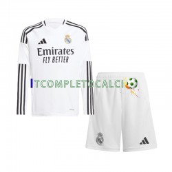 Maglia Real Madrid Divisa Home 2024-2025 Manica Lunga ,Bambino