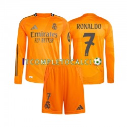 Maglia Real Madrid Cristiano Ronaldo 7 Divisa Away 2024-2025 Manica Lunga ,Bambino