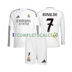 Maglia Real Madrid Cristiano Ronaldo 7 Divisa Home 2024-2025 Manica Lunga ,Bambino