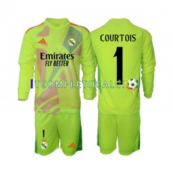 Maglia Real Madrid COURTOIS 1 Portiere Quarto Divisa 2024-2025 Manica Lunga ,Bambino