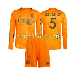 Maglia Real Madrid Jude Bellingham 5 Divisa Away 2024-2025 Manica Lunga ,Bambino