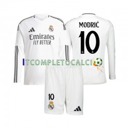 Maglia Real Madrid Modrić Luka 10 Divisa Home 2024-2025 Manica Lunga ,Bambino