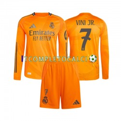 Maglia Real Madrid Vinicius Junior 7 Divisa Away 2024-2025 Manica Lunga ,Bambino
