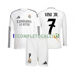 Maglia Real Madrid Vinicius Junior 7 Divisa Home 2024-2025 Manica Lunga ,Bambino