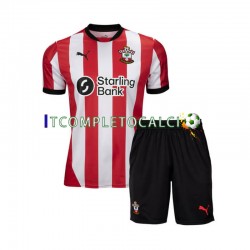 Maglia Southampton Divisa Home 2024-2025 Manica Corta ,Bambino