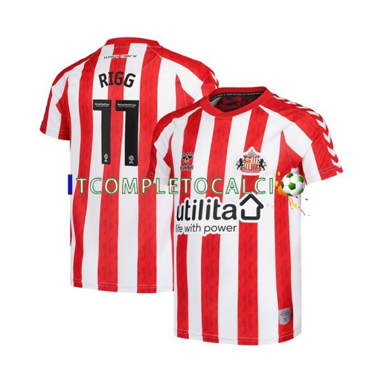 Maglia Sunderland Chris Rigg 11 Divisa Home 2024-2025 Manica Corta ,Uomo