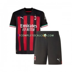 Maglia AC Milan Divisa Home 2022-2023 Manica Corta ,Bambino