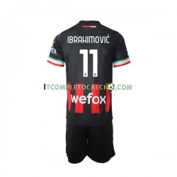 Maglia AC Milan Ibrahimovic 11 Divisa Home 2022-2023 Manica Corta ,Bambino