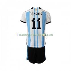 Maglia Argentina Di Maria 11 Divisa Home Mondiali 2022 Manica Corta ,Bambino