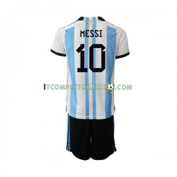 Maglia Argentina Messi 10 Divisa Home Mondiali 2022 Manica Corta ,Bambino