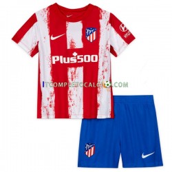 Maglia Atlético Madrid Divisa Home 2021-2022 Manica Corta ,Bambino