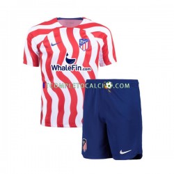 Maglia Atlético Madrid Divisa Home 2022-2023 Manica Corta ,Bambino