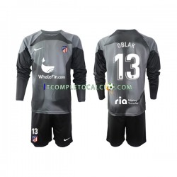 Maglia Atlético Madrid Jan Oblak 13 Portiere Divisa Away 2022-2023 Manica Lunga ,Bambino