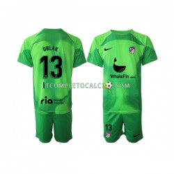 Maglia Atlético Madrid Jan Oblak 13 Portiere Divisa Home 2022-2023 Manica Corta ,Bambino