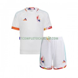 Maglia Belgio Divisa Away Mondiali 2022 Manica Corta ,Bambino