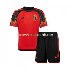 Maglia Belgio Divisa Home Mondiali 2022 Manica Corta ,Bambino