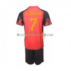 Maglia Belgio De Bruyne 7 Divisa Home Mondiali 2022 Manica Corta ,Bambino