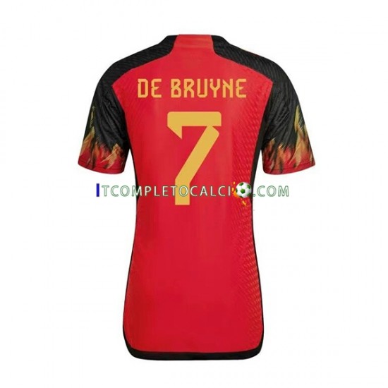 Maglia Belgio De Bruyne 7 Divisa Home Mondiali 2022 Manica Corta ,Uomo