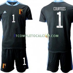 Maglia Belgio Thibaut Courtois 1 Euro 2020 Portiere Divisa Home Manica Corta ,Bambino