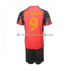 Maglia Belgio Lukaku 9 Divisa Home Mondiali 2022 Manica Corta ,Bambino