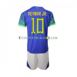 Maglia Brasile Neymar JR 10 Divisa Away Mondiali 2022 Manica Corta ,Bambino