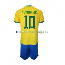 Maglia Brasile Neymar JR 10 Divisa Home Mondiali 2022 Manica Corta ,Bambino
