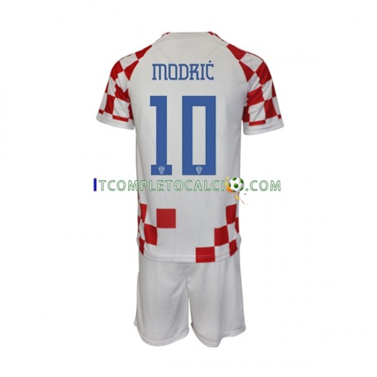 Maglia Croazia Modrić 10 Divisa Home Mondiali 2022 Manica Corta ,Bambino