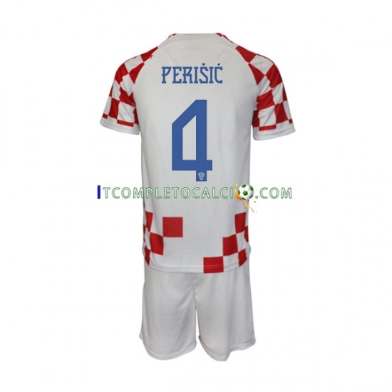 Maglia Croazia Perisic 4 Divisa Home Mondiali 2022 Manica Corta ,Bambino