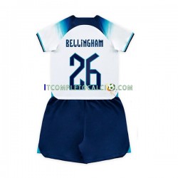 Maglia Inghilterra Bellingham 26 Divisa Home Mondiali 2022 Manica Corta ,Bambino