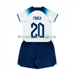 Maglia Inghilterra Foden 20 Divisa Home Mondiali 2022 Manica Corta ,Bambino