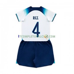 Maglia Inghilterra Rice 4 Divisa Home Mondiali 2022 Manica Corta ,Bambino