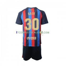 Maglia FC Barcelona Gavi 30 Divisa Home 2022-2023 Manica Corta ,Bambino