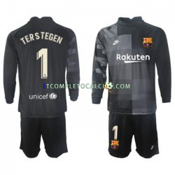 Maglia FC Barcelona Ter Stegen 1 Portiere Divisa Away 2021-2022 Manica Lunga ,Bambino
