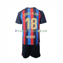 Maglia FC Barcelona Jordi Alba 18 Divisa Home 2022-2023 Manica Corta ,Bambino