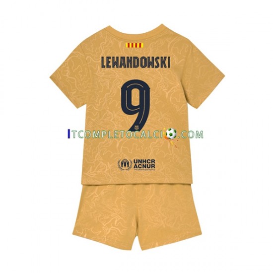 Maglia FC Barcelona Lewandowski 9 Divisa Away 2022-2023 Manica Corta ,Bambino