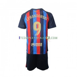 Maglia FC Barcelona Robert Lewandowski 9 Divisa Home 2022-2023 Manica Corta ,Bambino
