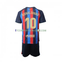 Maglia FC Barcelona Ronaldinho 10 Divisa Home 2022-2023 Manica Corta ,Bambino