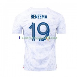 Maglia Francia Benzema 19 Divisa Away Mondiali 2022 Manica Corta ,Uomo