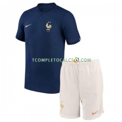 Maglia Francia Divisa Home Mondiali 2022 Manica Corta ,Bambino