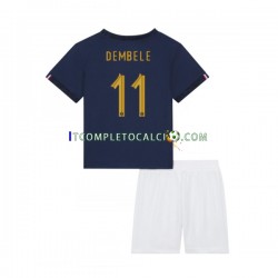 Maglia Francia Dembele 11 Divisa Home Mondiali 2022 Manica Corta ,Bambino