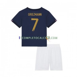 Maglia Francia Griezmann 7 Divisa Home Mondiali 2022 Manica Corta ,Bambino