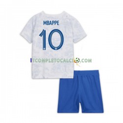 Maglia Francia Mbappé 10 Divisa Away Mondiali 2022 Manica Corta ,Bambino